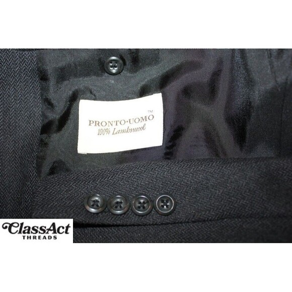 PRONTO UOMO Mens Blue Lambswool Herringbone Blazer Sport Coat Suit Jacket 50L - Picture 8 of 8